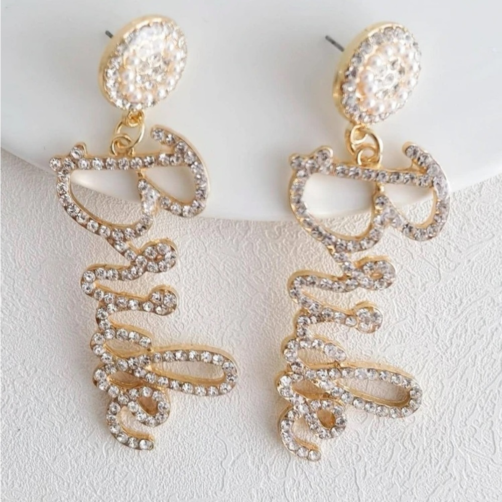 BRIDE Rhinestone Drop Earrings